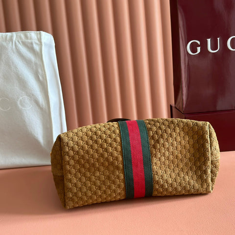 GUCCI 25S GIGLIO LARGE TOTE BAG 25 CM IN BROWN CANVAS