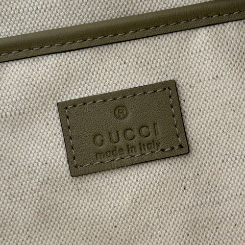 GUCCI 26S SHOULDER BAG 31 IN LIGHT GREEN EMBOSSED SUEDE