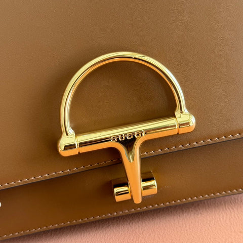 GUCCI 26S SIENA SHOULDER BAG 22 IN BROWN CALFSKIN