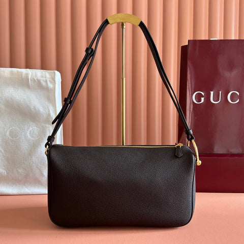 GUCCI 26S SHOULDER BAG 31 IN BLACK BROWN CALFSKIN
