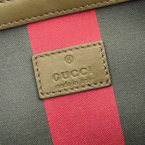 GUCCI 26S TOTE BAG 38 IN DARK BEIGE AND MOSS GREEN CANVAS