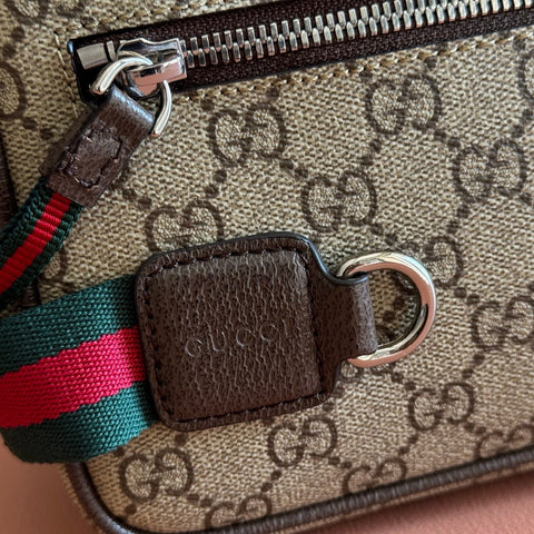 GUCCI 26S GG TOILETRY CASE 28 IN DARK BEIGE AND BROWN CANVAS