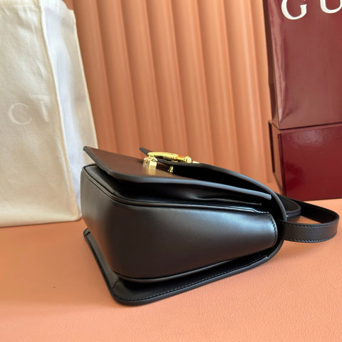 GUCCI 26S SIENA TOP HANDLE BAG 25 IN BLACK CALFSKIN