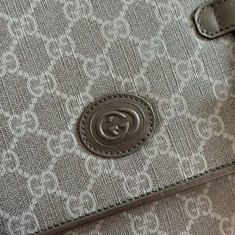 GUCCI 26S MESSENGER CROSSBODY BAG 28 IN CHARCOAL GRAY CANVAS