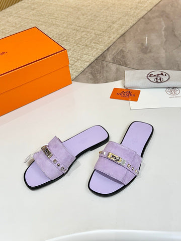 HM 26S GIULIA SANDAL IN LIGHT PURPLE SUEDE AND CALFSKIN SILVER HARDWARE