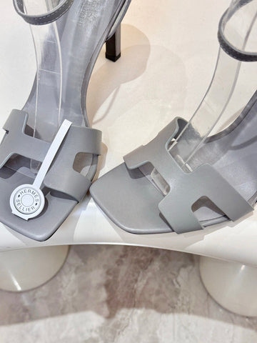 HM 26S H HIGH HEEL SANDALS 90MM IN GREY CALFSKIN