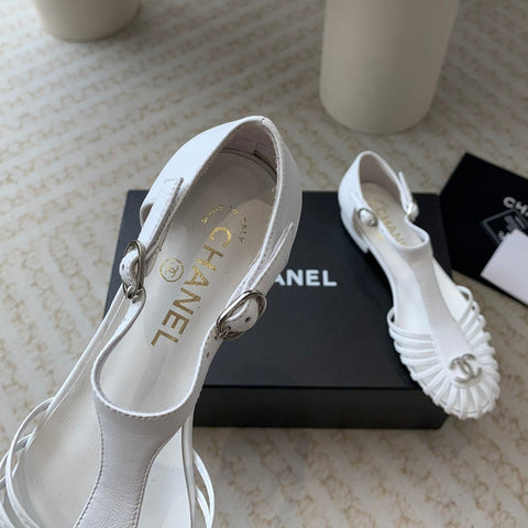 Summer New Hollow Roman Sandals White Sheepskin