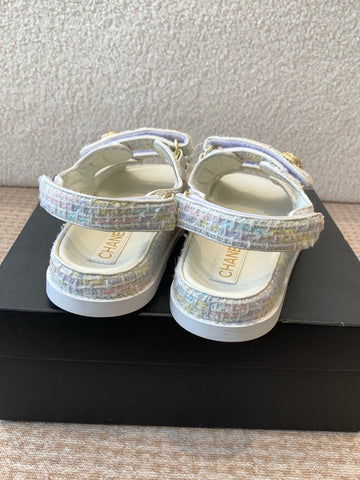 DAD SANDAL IN WHITE MIX COLORFUL FABRIC