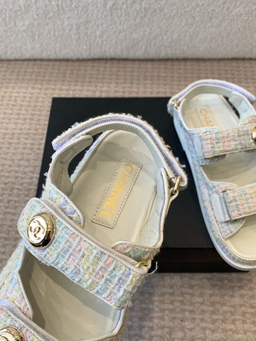 DAD SANDAL IN WHITE MIX COLORFUL FABRIC