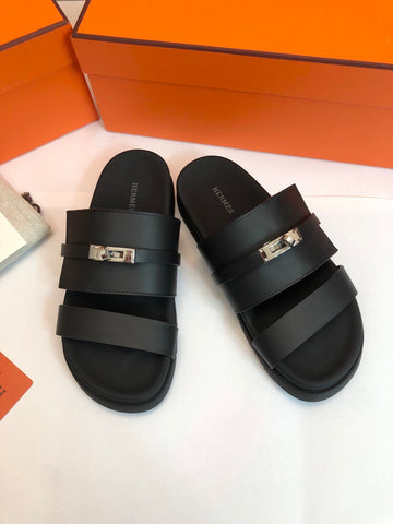 GABRIEL SANDAL MULE IN BLACK CALFSKIN