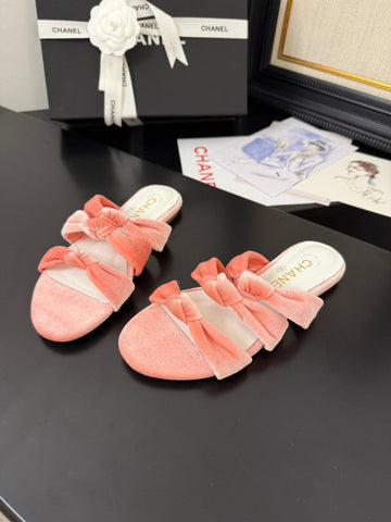CC 25C Three Strap Mule Pink Velvet fabric 233561