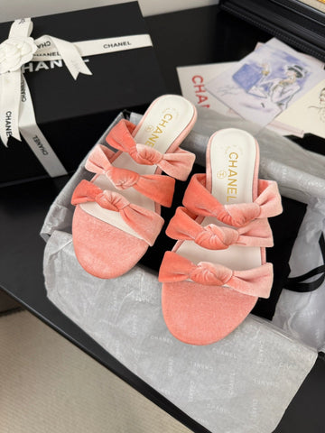 CC 25C Three Strap Mule Pink Velvet fabric 233561