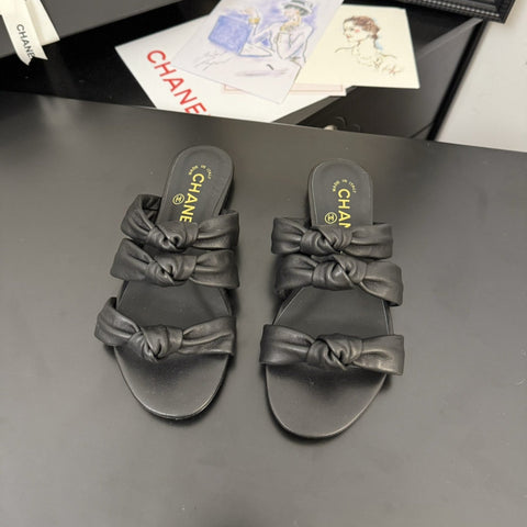 CC 25C Three Strap Mule Black Lambskin 233557