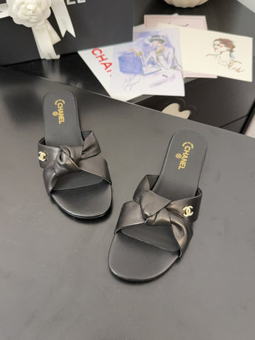 LACE MULE 2 CM IN BLACK LAMBSKIN