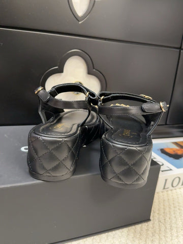 THICK-SOLED SANDALS 55 MM IN BLACK CALFSKIN