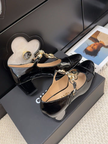 MARY JANE SHOES IN BLACK PATENT CALFSKIN 55 MM