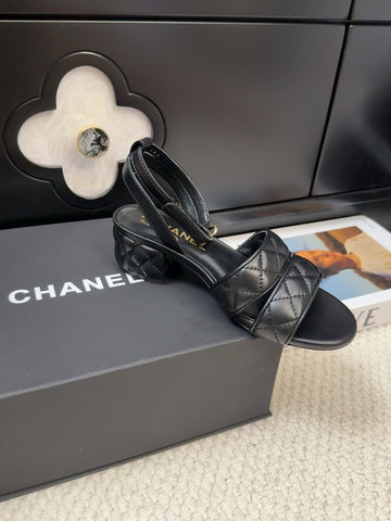 25C Sandal 45mm Open Heel Black Lambskin 233491