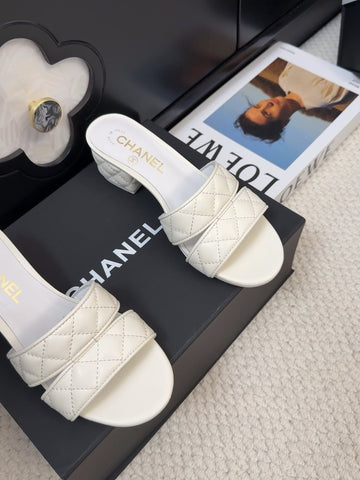 CC 25C Mule Sandal 45mm Open Heel White Lambskin 233495