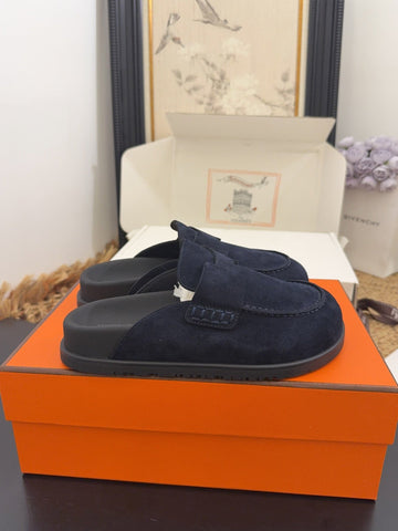 HM 25S MULE IN DARK SLATE BLUE SUEDE