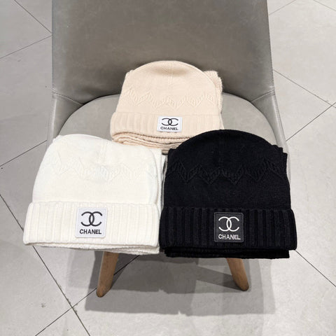 SET BEANIE HAT AND SCARF BISQUE BEIGE 427884