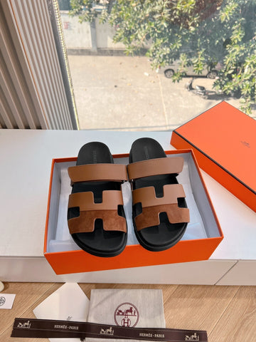 CHYPRE SANDAL IN BRONZE BROWN SUEDE AND CALFSKIN