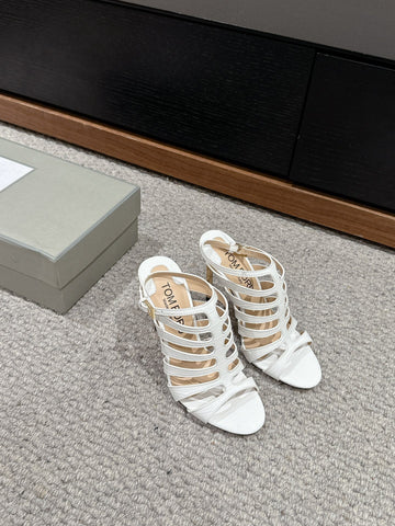 HIGH SANDAL 10 CM IN WHITE CALFSKIN