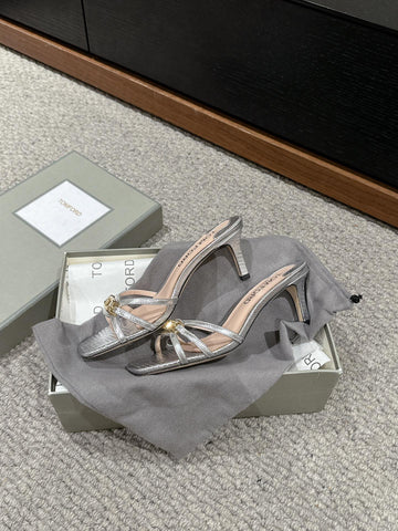WHITNEY HIGH 6 CM MULE IN SILVER CROCODILE LEATHER