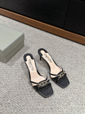 WHITNEY HIGH 6 CM MULE IN BLACK CROCODILE LEATHER