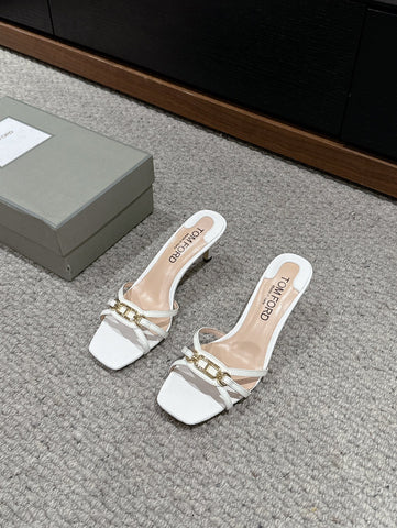 WHITNEY HIGH 6 CM MULE IN WHITE CROCODILE LEATHER