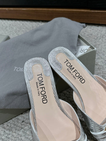 WHITNEY SLIDE IN SILVER CROCODILE LEATHER