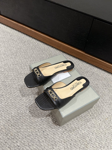 WHITNEY SLIDE IN BLACK CROCODILE LEATHER