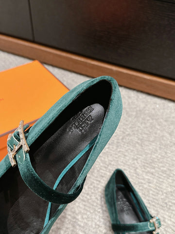 JANE BALLET FLAT CASTLETON GREEN VELVET