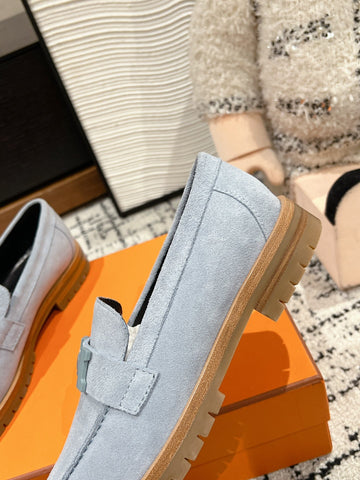 HM PARIS LOAFER IN BLUE SUEDE BLUE HARDWARE