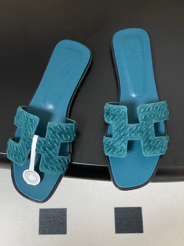 HM 25S ORAN SANDAL IN DARK BLUE SUEDE AND LAMBSKIN