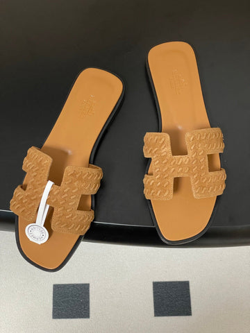 HM 25S ORAN SANDAL IN LIGHT BROWN SUEDE AND LAMBSKIN