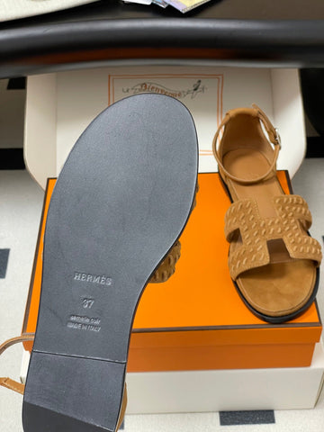 HM 25S SANTORINI SANDAL IN BROWN SUEDE AND LAMBSKIN