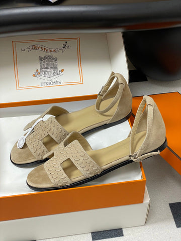 HM 25S SANTORINI SANDAL IN BEIGE SUEDE AND LAMBSKIN
