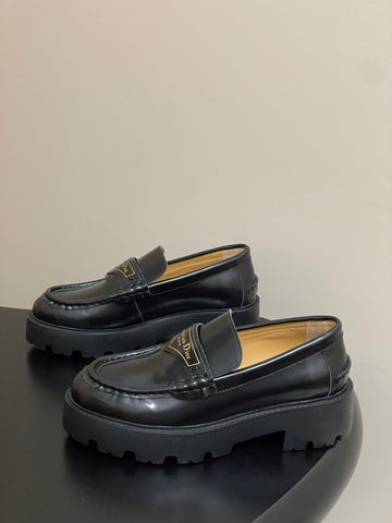 DIOR 25S BOY PLATFORM LOAFERS IN BLACK LAMBSKIN