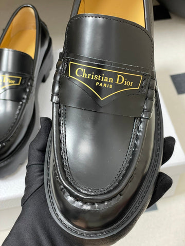 DIOR 25S BOY PLATFORM LOAFERS IN BLACK LAMBSKIN