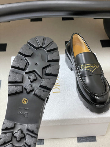 DIOR 25S BOY PLATFORM LOAFERS IN BLACK LAMBSKIN