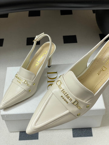 DIOR 25S BOY SLINGBACK HIGH HEELS 85 MM IN WHITE LAMBSKIN