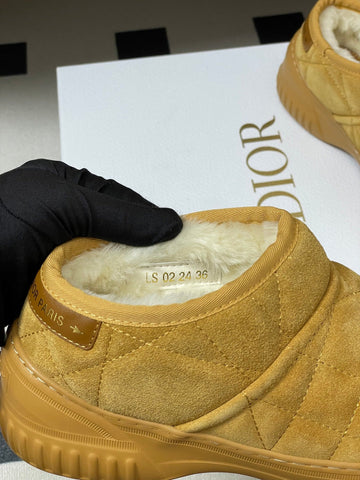DIOR 25S FROST ANKLE BOOTS IN GOLDEN BROWN SUEDE