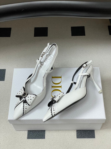 DIOR 26S SLINGBACK HIGH HEELS 100 MM IN WHITE CALFSKIN
