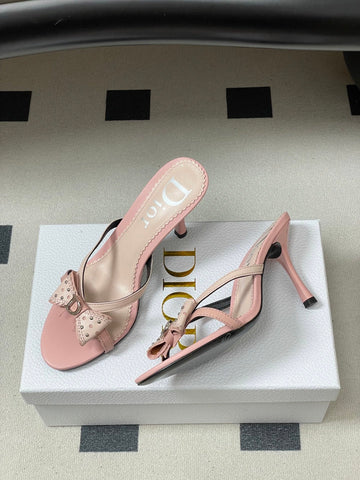 DIOR 26S HIGH HEEL SANDALS 100 MM IN LIGHT PINK CALFSKIN
