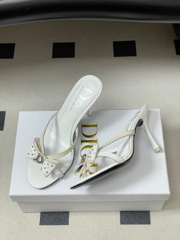 DIOR 26S HIGH HEEL SANDALS 100 MM IN WHITE CALFSKIN