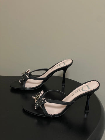 DIOR 26S HIGH HEEL SANDALS 100 MM IN BLACK CALFSKIN