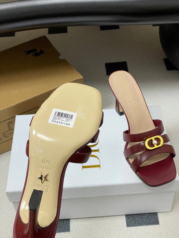 DIOR 26S HIGH HEEL SANDALS 80 MM IN DARK RED CALFSKIN