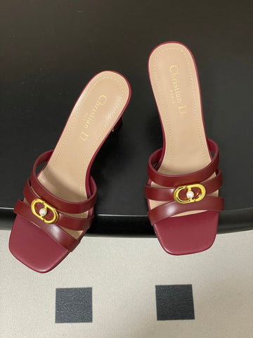 DIOR 26S HIGH HEEL SANDALS 80 MM IN DARK RED CALFSKIN