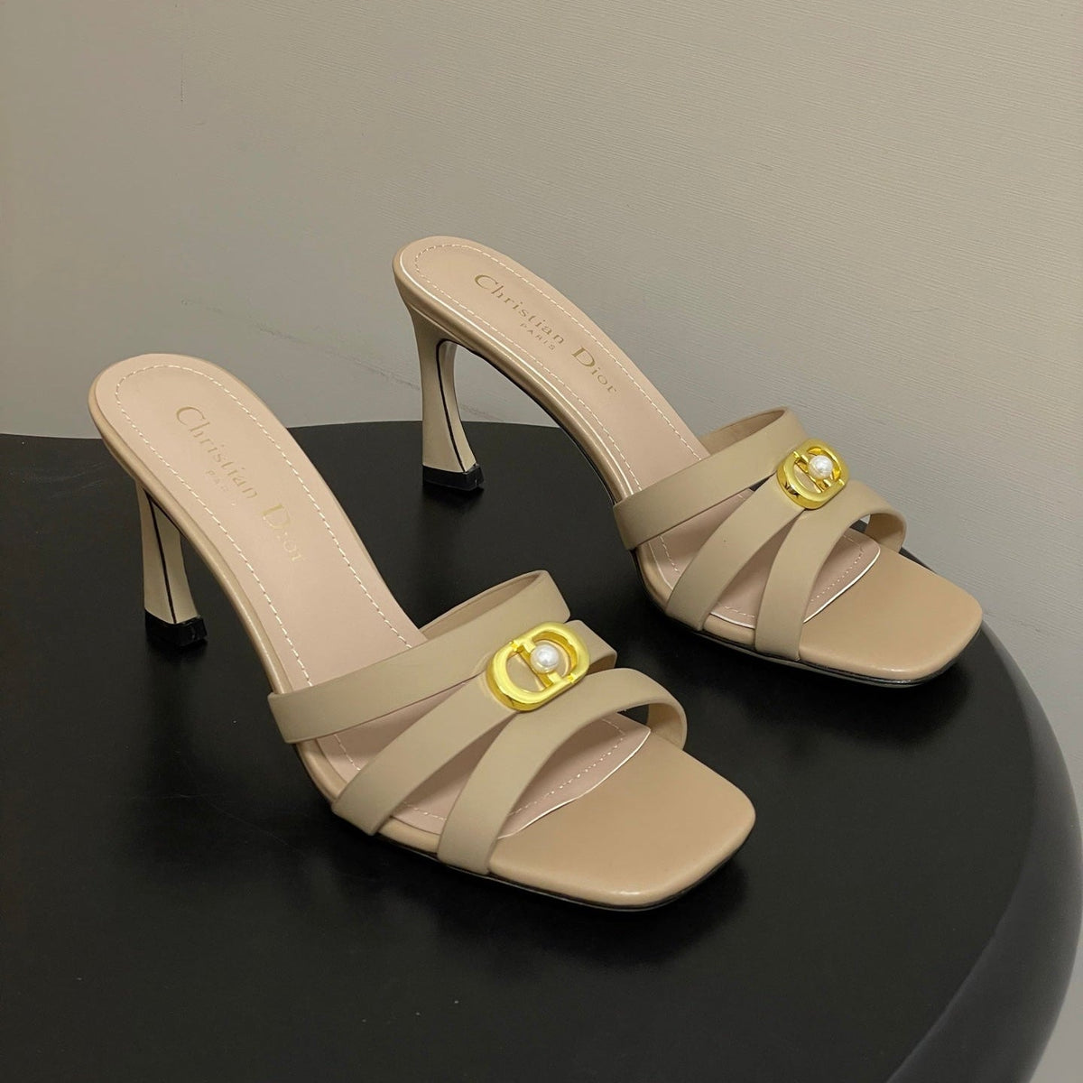 DIOR 26S HIGH HEEL SANDALS 80 MM IN WARM BEIGE BROWN CALFSKIN