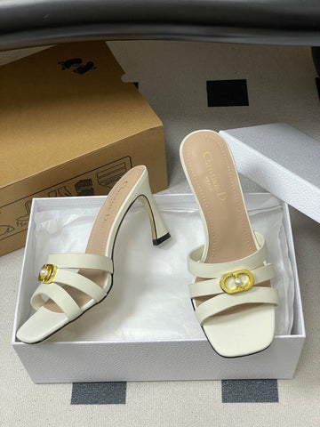 DIOR 26S HIGH HEEL SANDALS 80 MM IN WHITE CALFSKIN
